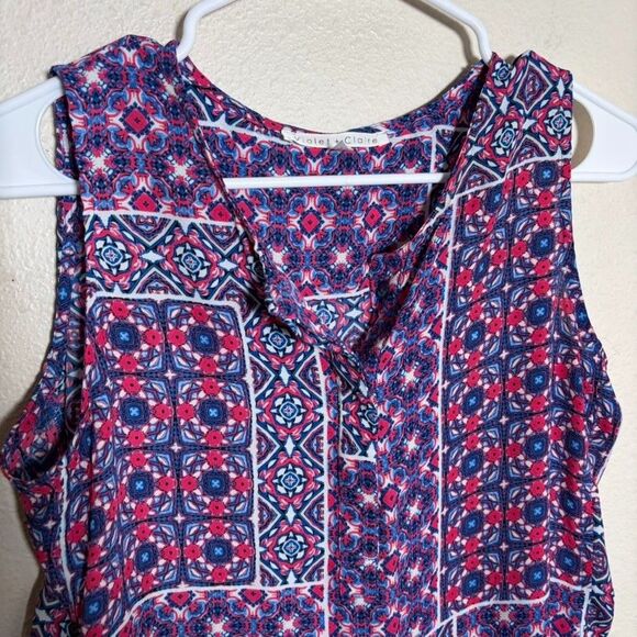 Violet + Claire Tank Top Women's Small V-Neck Sleeveless Printed Colorful Shirt - Picture 2 of 8